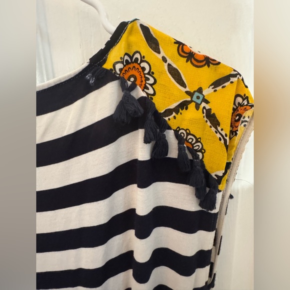 THML Navy and White Striped Maxi Dress with Yellow Floral Detail - Picture 6 of 7